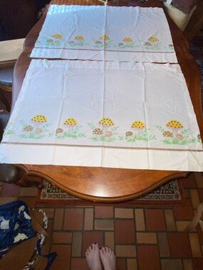Vintage Sears Merry Mushroom curtains 2 panels